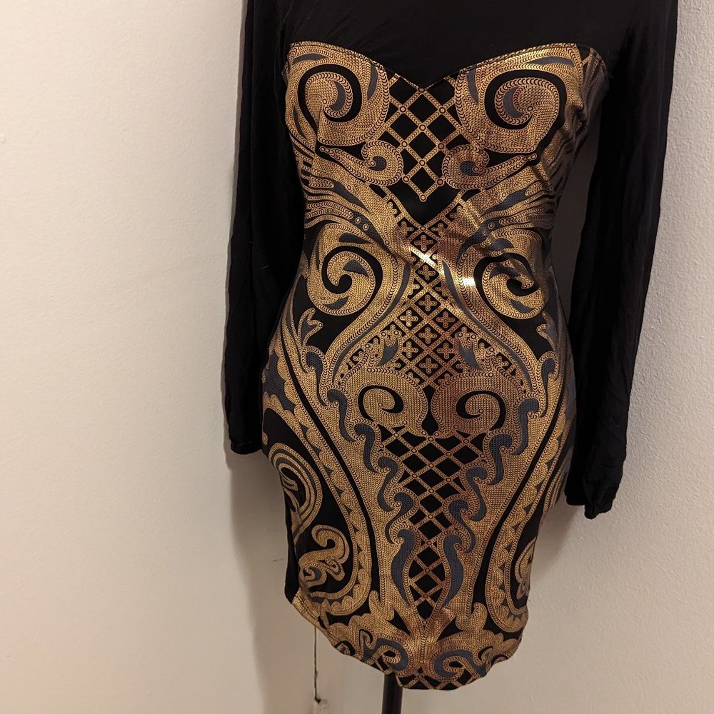 A'GACI Black, Silver & Grey Embellished Mini Dress